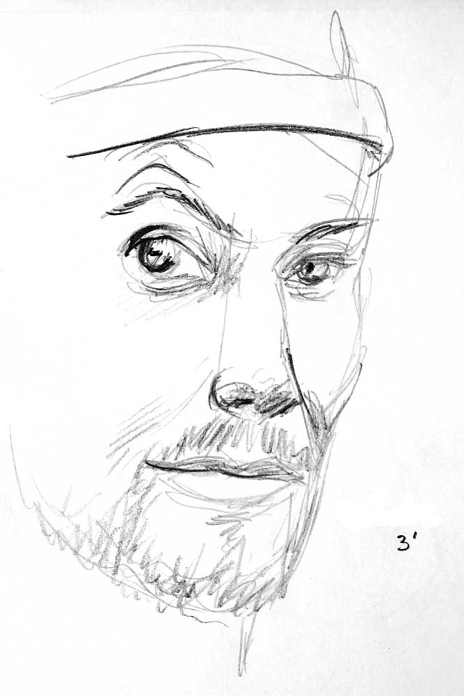 Portrait d'homme en 3 minutes aux crayons de papier, par Jérémy Zucchi (25 mars 2023).